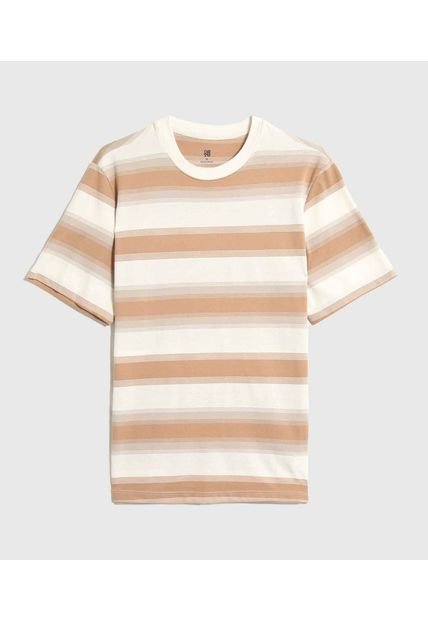 Camiseta Para Hombre Manga Corta Cuello Redondo Color Avena Marca Ostu #60091667