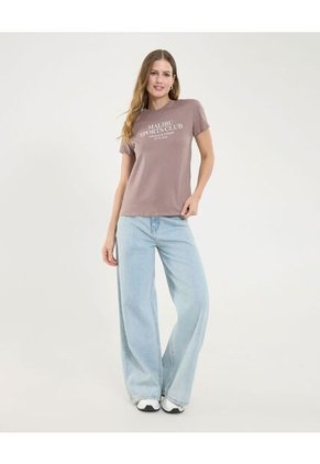 Camiseta Para Mujer Manga Corta Color Café Claro Marca Ostu #40092345