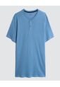 Camiseta Para Hombre Manga Corta Cuello Henley Color Indigo Marca Ostu #60091179 de Ostu