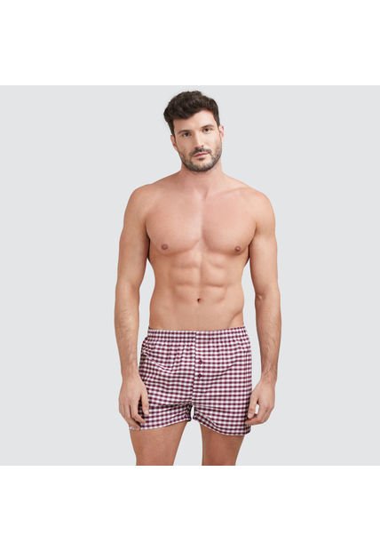 Boxer Para Hombre Bragueta Largo Algodón Color Vino Marca Ostu #60000274