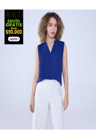 Blusa Para Mujer Manga Sisa Color Azul Rey Marca Ostu #40121067 Ostu