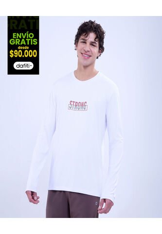 Camiseta Para Hombre Manga Larga Cuello Redondo Color Blanco Marca Ostu #60091497 Ostu