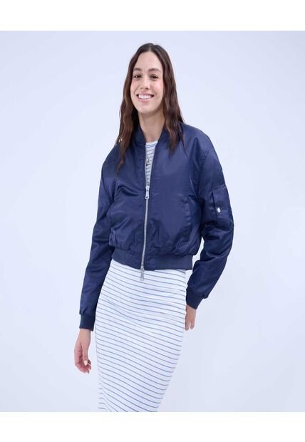 Chaqueta Para Mujer Bomber Color Azul  Marca Ostu #40080217