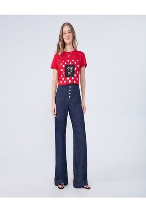 Jean Para Mujer Wide-Leg Color Azul  Marca Ostu #40160493