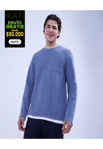 Camiseta Para Hombre Manga Larga Color Azul  Marca Ostu #60091539 Ostu