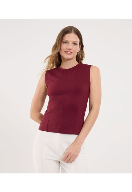 Camiseta Para Mujer Manga Sisa Cuello Redondo Color Vino Marca Ostu #40092525