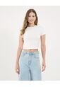 Crop Top Para Mujer Manga Corta Color Crema Marca Ostu #40091497 de Ostu