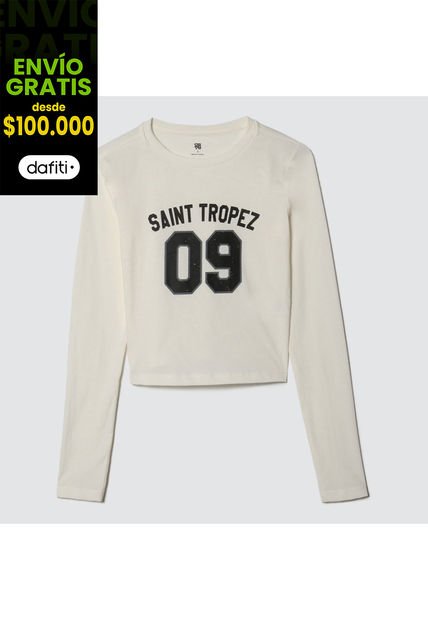 Camiseta Para Mujer Manga Larga Color Blanco Marca Ostu #40091950