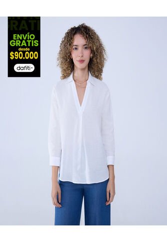 Camisa Para Mujer Manga 3/4 Color Beige Marca Ostu #40010253 Ostu