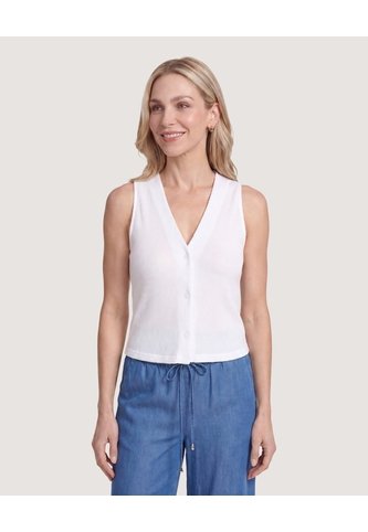 Chaleco Texturizado Cuello V  Para Mujer Marfil Ostu Ostu