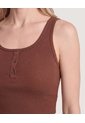 Camiseta Cropped En Rib Con Botones  Para Mujer Café Ostu de Ostu