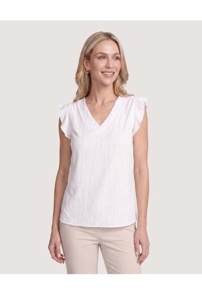 Blusa Manga Corta Con Boleros Para Mujer Gris Ostu