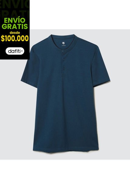 Polo Para Hombre Cuello Mao Sin Bolsillo Color Azul  Marca Ostu #60110615