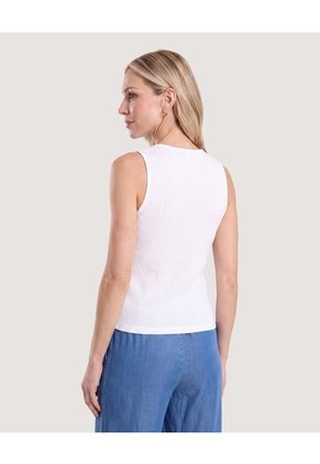 Chaleco Texturizado Cuello V  Para Mujer Marfil Ostu