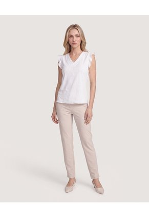 Blusa Manga Corta Con Boleros Para Mujer Gris Ostu