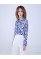 Camisa Para Mujer Manga Larga Color Azul Rey Marca Ostu #40010261 de Ostu