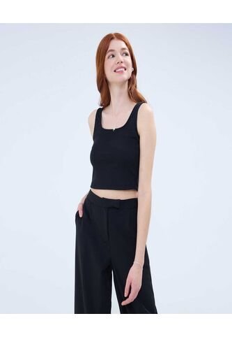 Crop Top Para Mujer Manga Sisa Color Negro Marca Ostu #40091329 Ostu