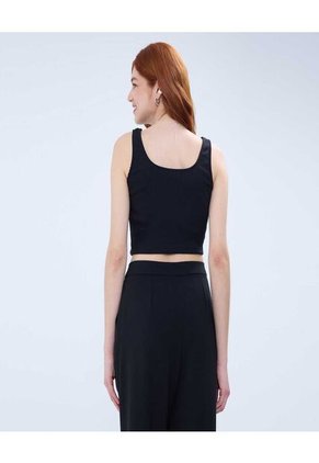 Crop Top Para Mujer Manga Sisa Color Negro Marca Ostu #40091329