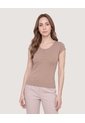 Camiseta Básica Con Botones  Para Mujer Beige Ostu de Ostu