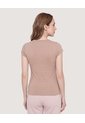Camiseta Básica Con Botones  Para Mujer Beige Ostu de Ostu