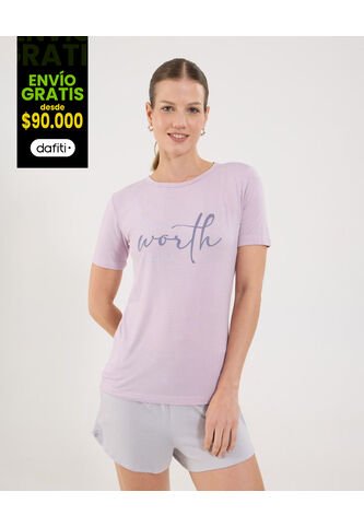 Camiseta Para Mujer Manga Corta Color Lila  Marca Ostu #40092284 Ostu