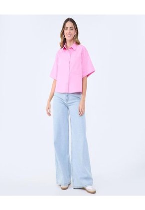Camisa Para Mujer Manga Corta Color Rosado  Marca Ostu #40010286