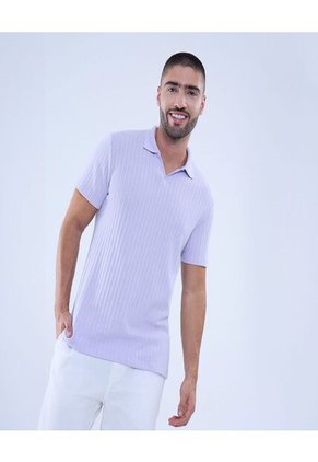 Polo Para Hombre Cuello Tejido Sin Bolsillo Color Lila Marca Ostu #60110697