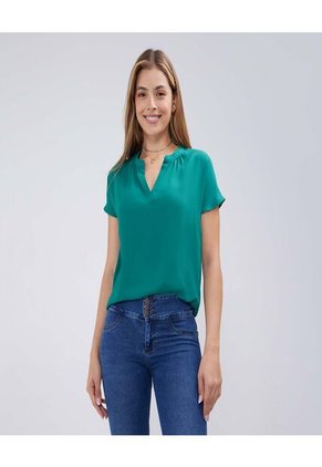 Blusa Para Mujer Manga Corta Color Verde Marca Ostu #40121079