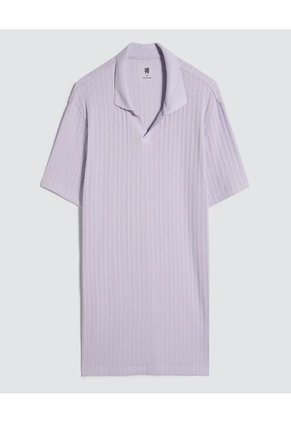 Polo Para Hombre Cuello Tejido Sin Bolsillo Color Lila Marca Ostu #60110697