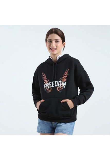 Buzo Para Mujer Hoodie Color Negro Marca Ostu #40060308