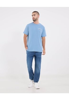 Camiseta  Para Hombre Manga Corta Cuello Redondo Color Azul Marca Ostu #60091844