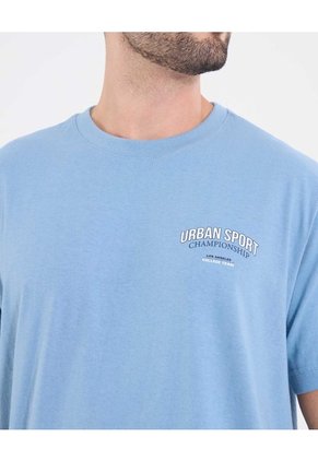 Camiseta  Para Hombre Manga Corta Cuello Redondo Color Azul Marca Ostu #60091844