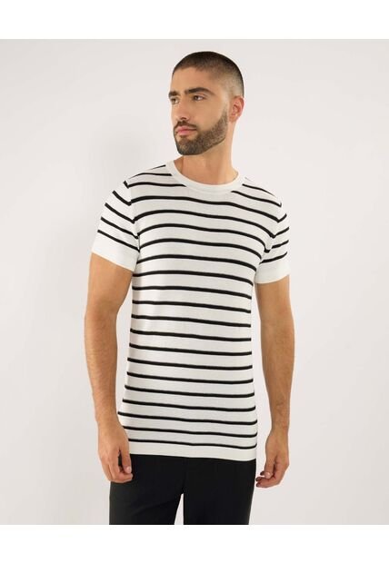 Camiseta Para Hombre Manga Corta Cuello Redondo Color Crudo Marca Ostu #60091594