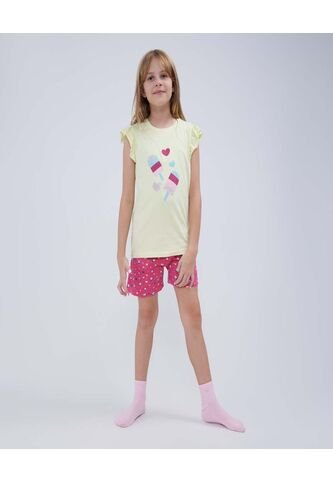 Pijama Para Niña M/C P/C Color Amarillo  Marca Ostu #90040059 Ostu