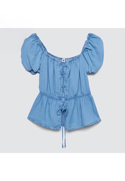 Blusa Para Mujer Manga Corta Color Azul  Marca Ostu #40120827