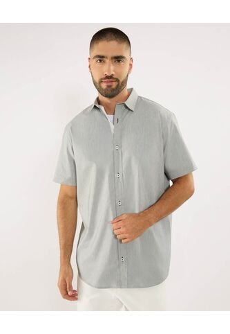 Camisa Para Hombre Manga Corta Sin Bolsillo Cuello Casual M Color Negro Marca Ostu #60010870 Ostu