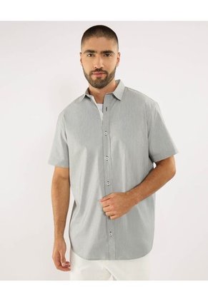 Camisa Para Hombre Manga Corta Sin Bolsillo Cuello Casual M Color Negro Marca Ostu #60010870