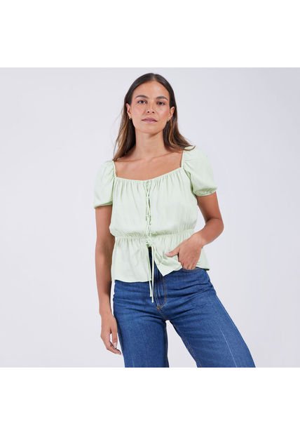 Blusa Para Mujer Manga Corta Color Verde  Marca Ostu #40120828