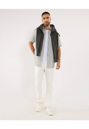 Camisa Para Hombre Manga Corta Sin Bolsillo Cuello Casual M Color Negro Marca Ostu #60010870