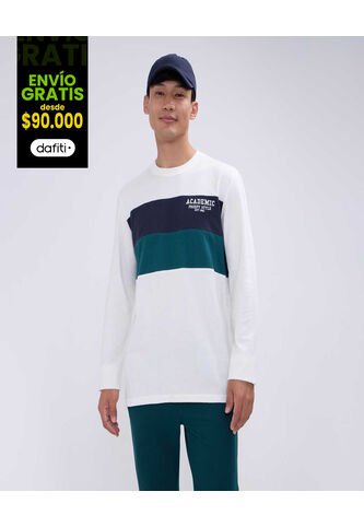 Camiseta Para Hombre Manga Larga Color Crema Marca Ostu #60091400 Ostu