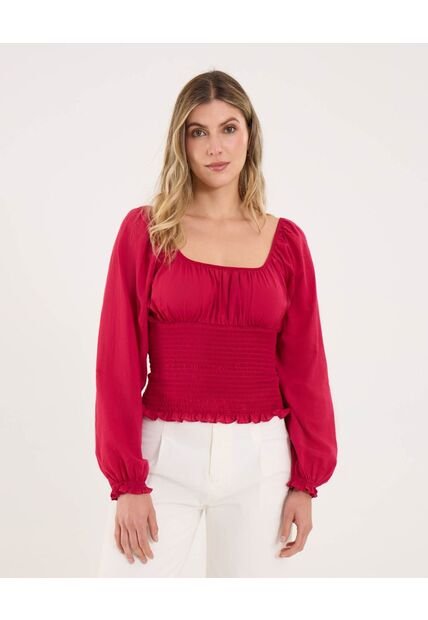 Blusa Para Mujer Manga Larga Color Rojo Marca Ostu #40121020