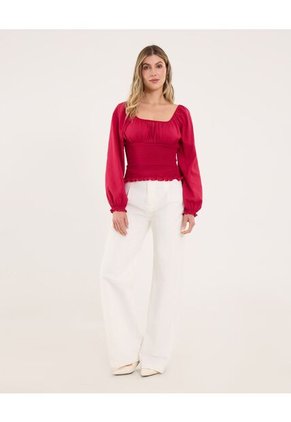 Blusa Para Mujer Manga Larga Color Rojo Marca Ostu #40121020