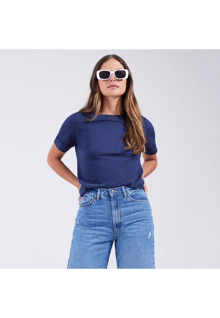 Camiseta Para Mujer Manga Corta Color Azul  Marca Ostu #40091778