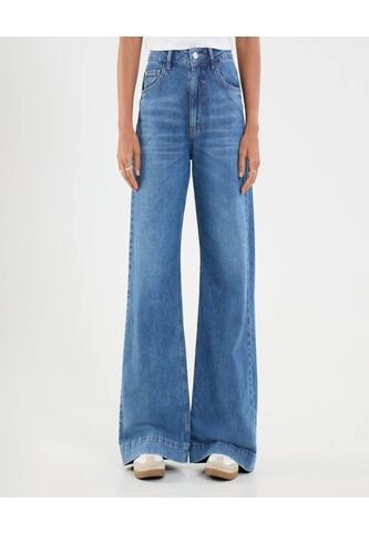 Jean Para Mujer Wide-Leg Color Azul Marca Ostu #40160579 Ostu