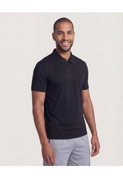 Polo  Para Hombre Cuello Maquina Sin Bolsillo Color Negro Marca Ostu #60110887