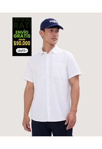 Camisa Para Hombre Manga Corta Con Bolsillo Color Blanco Marca Ostu #60010659 Ostu