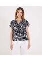 Blusa Para Mujer Manga Corta Color Negro Marca Ostu #40121203 de Ostu