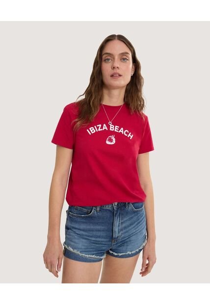 Camiseta Para Mujer Manga Corta Cuello Redondo Color Rojo Marca Ostu #40092442