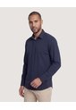Camisa Unicolor Manga Larga Clásica  Para Hombre Azul Ostu de Ostu
