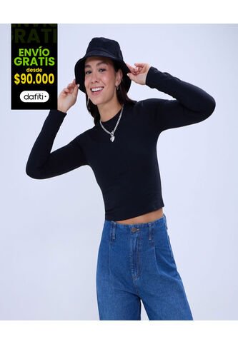 Camiseta Para Mujer Manga Larga Color Negro Marca Ostu #40092253 Ostu